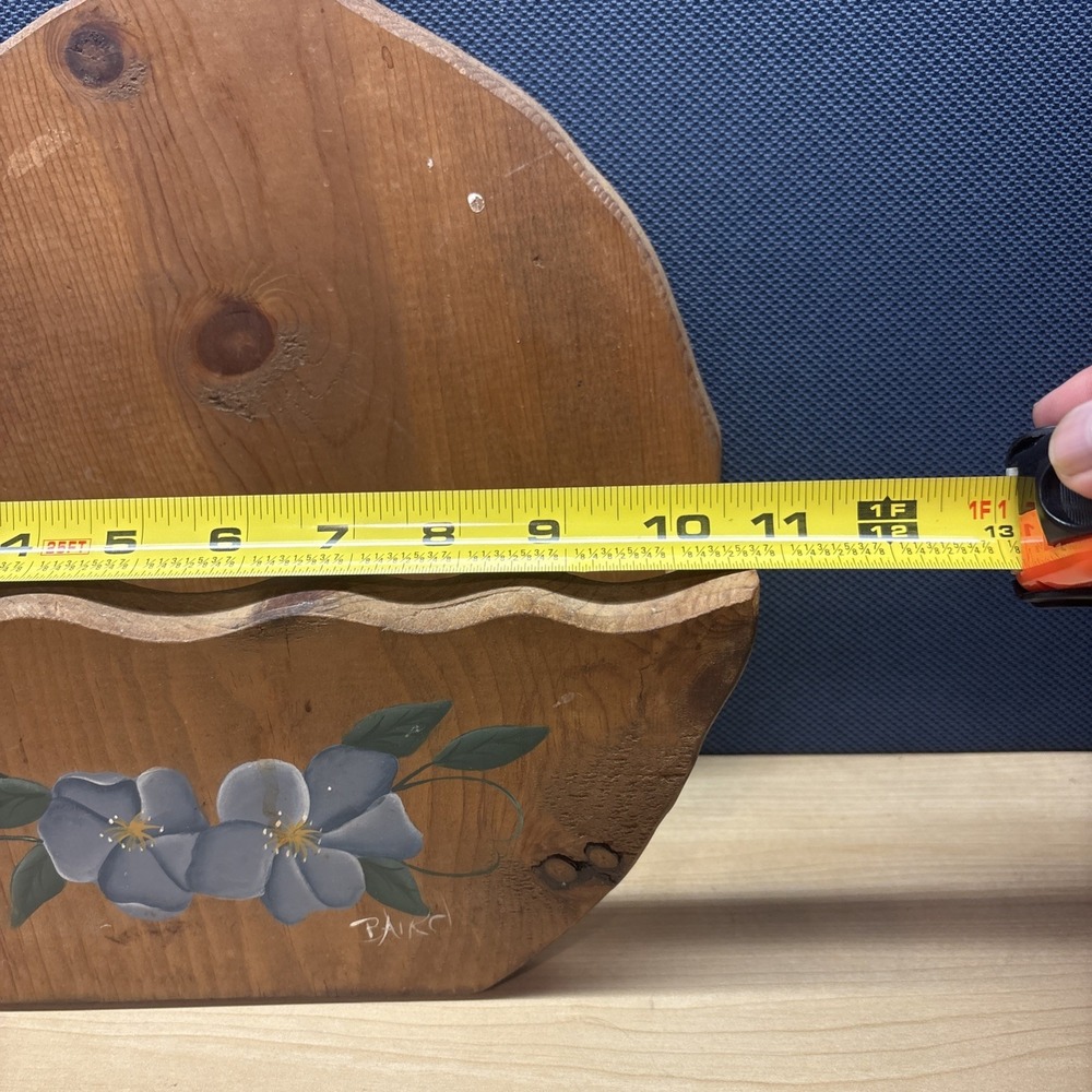Vintage Wood China Wall Shelf Plate Rack Display Farmhouse Flower Painted. - Picture 5 of 15